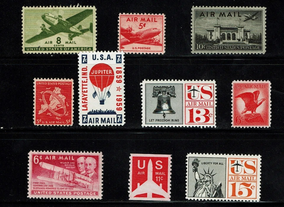 1941- U.S. AIRMAIL MIXED MINT  LOT OF 10  Sc#C26-  M/hH/OG  A Nice Mix ^ - Image 1 of 1