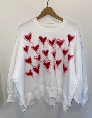 Sudadera Judith March Blanca Grande Roja Rosa Corazones San Valentín XL NUEVA SIN ETIQUETAS Foto 1 de 3