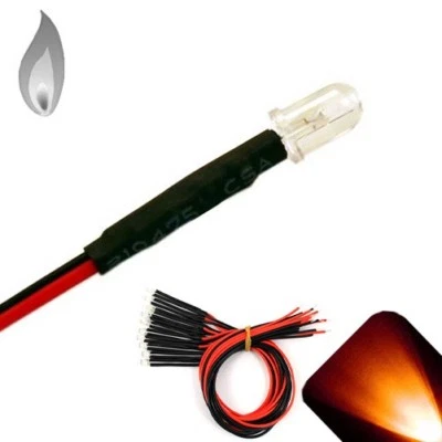 100 x 12v 5mm Pre wired LEDs Flickering Candle Amber Orange LED Bright PreWired - Image 1 of 2