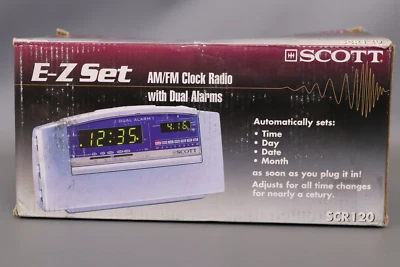 HH Scott SCR120 E_Z Set TM Clock Radio Silver Metallic Discontinued by Manuf - Image 1 of 3
