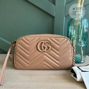 New Gucci Marmont Small Camera Bag Beige Monotone Crossbody Bag - Picture 1 of 10