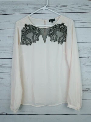 The Limited Women’s Long Sleeve Blouse Top Small Pink Black Lace - Image 1 of 4