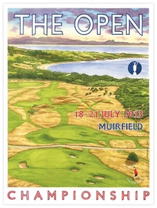 Offizielles 2013 The Open Championship Muirfield Golf Poster Phil Mickelson 18"x24" - Bild 1 von 8