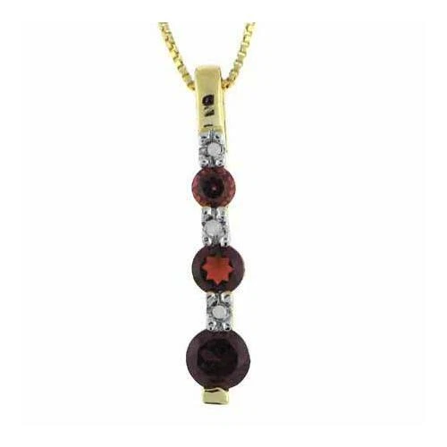 18K Gold over 925 Silver Garnet Diamond Accent Past Present Future Necklace, 18" - Image 1 of 1