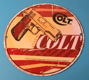 Vintage Colt Firearms Sign - Single Action Pistols Guns Porcelain Gas Sign - Picture 1 of 15