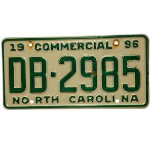Carolina del Norte Carolina Carolina Carolina Carolina del Norte 1996 matrícula comercial DB 2985 letras verdes vintage - Imagen 1 de 3