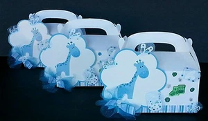 24pc Baby boy shower Blue Giraffe goodie boxes hand made Party Favor hard boar - Picture 1 of 7