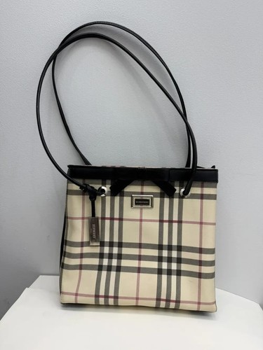Borsa Burberry London Beige Nova Check Tote piccola doppia tracolla