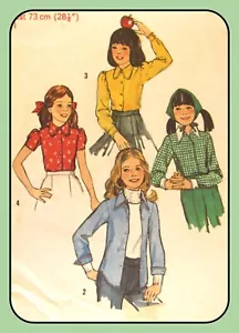 Girls BLOUSES Top Shirt-jacket Simplicity 6477 Vintage 1974 Sewing Pattern - Picture 1 of 4
