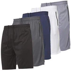 Men's 5 Pack Athletic Running Shorts with Zip Pockets for Gym & Basketball - Picture 1 of 6