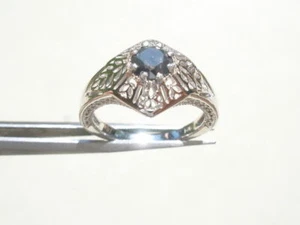 .60ct BLACK DIAMOND SOLITIARE FILIGREE SS RING NWOT - Picture 1 of 1