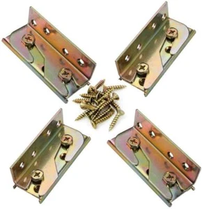 4 Sets Heavy Duty Bed Rail Brackets No-Mortise Bed Rail Fittings for Headboards - Picture 1 of 7