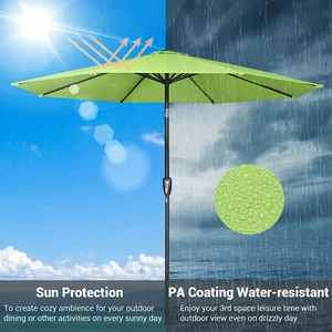 9 Ft UV50+ Outdoor Table Patio Umbrella Crank Tilt Sunshade Deck Yard Poolside - Picture 1 of 11