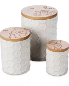 Disney Winnie The Pooh & Friends 3-teiliges weißes Waben-Keramik-Kanister-SET - Bild 1 von 12