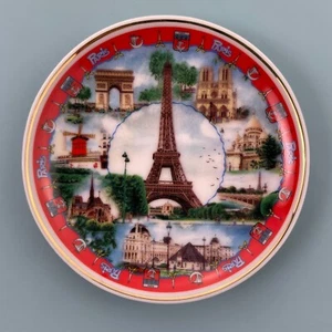 FRANCE🇫🇷CERAMIC PLATE✅PARIS EIFFEL TOWER 95MMØ ARCHITECTURE SIGHTS SOUVENIR🎗 - Picture 1 of 4