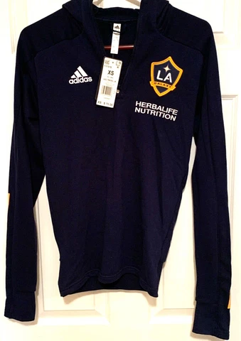 LA Galaxy 3 Stripe Travel Soccer Jacket Hoodie Navy FI1516 Men's XS NWT Cover