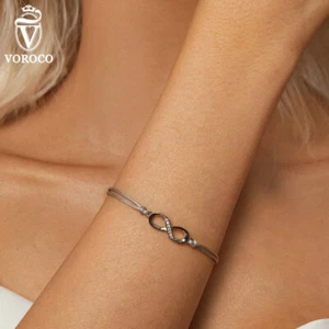 VOROCO Fashion 925 Silver Infinite Love Adjustable Bracelet Chain Gifts Jewelry - Picture 1 of 14