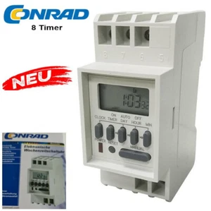 Zeitschaltuhr Conrad Electronics,8 Timer digital 230 V/AC 16,Wochenzeitschaltuhr - Bild 1 von 1