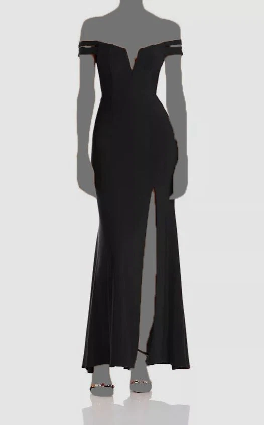 Aqua Women's Black Sweetheart Off-The-Shoulder Gown Dress Size 10