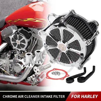 Filtro de admisión de filtro de aire cromado para Harley Fat Boy FLSTF Heritage Softail FLSTC Foto 1 de 4