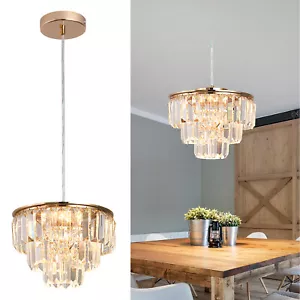 Crystal Pendant Light Gold Ceiling Light LED Chandelier Dinning Room Kitchen 24W - Picture 1 of 12