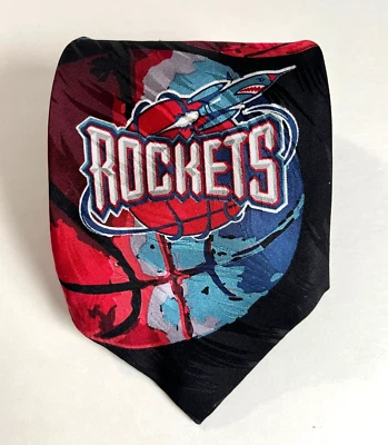 Nuevo de Lote Antiguo Años 90 NBA Houston Rockets Corbata de Seda RM Sport Ralph Marlin Hecha en EE. UU. Foto 1 de 4