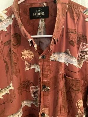RedHead Shirt Large Short Sleeve Button Up Brown Trout Fishing - Image 1 of 4