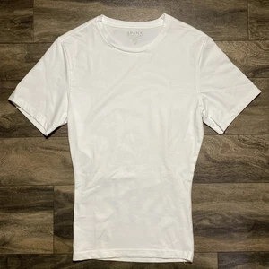 SPANX Shirt Men's Medium Cotton Compression Undershirt White Crew Neck Sculpting - Picture 1 of 5