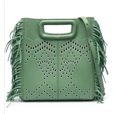 NUEVO NUEVO CON ETIQUETAS Bolso sin asas/bross Maje Sac M verde con ojales flecos  Foto 1 de 4
