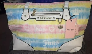 Cartera de Mano Juicy Couture Tie Dye OSFA Amarillo Rosa Azul Chic Glam Fin de Semana - Imagen 1 de 9