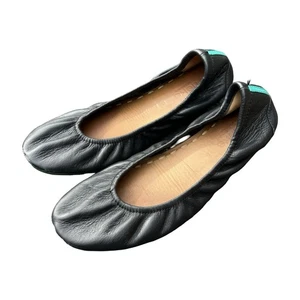 Tieks Ballet Flats Womens Size 9 Black Matte Leather Foldable Travel Comfort - Picture 1 of 10