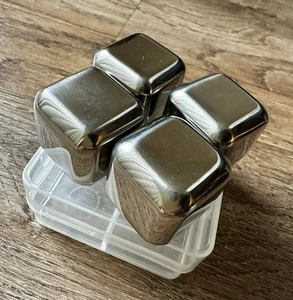 Stainless Steel Chilling Stones Rocks Reusable Ice Cubes with Tongs For Whiskey - Picture 1 of 4