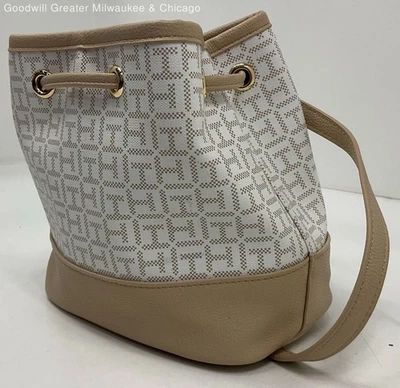 Tommy Hilfiger Tan Vanilla Logo Faux Leather Bucket Bag Crossbody Purse - Image 1 of 4