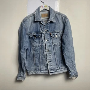 Vintage Levi's Denim Jacket Womens Size L Riders Biker Button Cotton Orange Tab - Picture 1 of 18