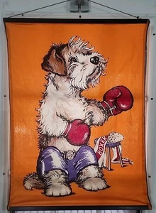 Boxer Dog Boxing Hanging Flag Wall Decor Panel Time By Wesco Reltex 28 X 20 - Picture 1 of 5