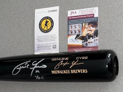 Christian Yelich "Yeli" Brewers Signed Louisville Slugger CY22 Pro Bat JSA USASM - Image 1 of 4