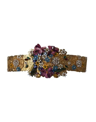 Cinturón para mujer Dolce & Gabbana multicolor adornado floral cristal cintura ancha Foto 1 de 4