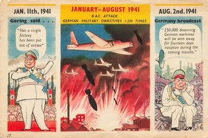 BUNDESWEHRPOSTKARTE: 3 ANSICHTEN VON R.A.F. ANGRIFF JANUAR - AUGUST 1941 - Bild 1 von 2