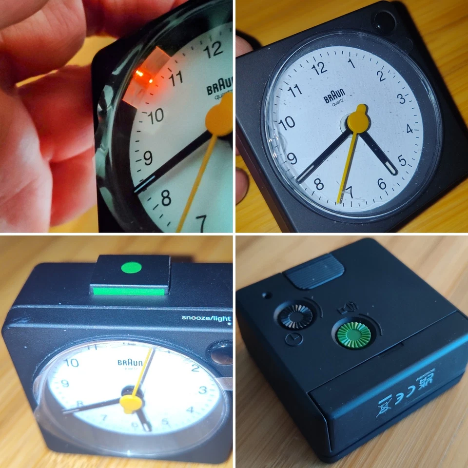 Relógio despertador de viagem analógico clássico Braun preto - BC02XBW - Imagem 1 de 4