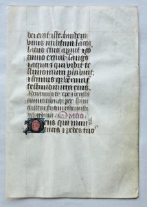 Ca.1470 illuminated BoH.manuscript leaf,Latin,1 large gold initials,France - Picture 1 of 2