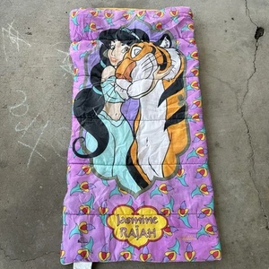 Vintage 90s Disney Aladdin Jasmine & Rajah Sleeping Bag Blanket 29”X55” - Picture 1 of 14