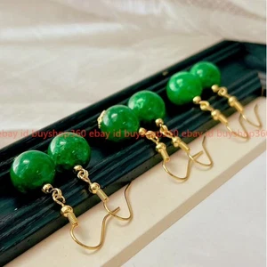 New Natural Wholesale 3 Pairs 12mm Jadeite Gems Beads Hook Dangle Earrings - Picture 1 of 12