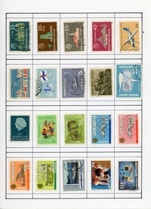 Four album pages with ~70 Caribbean Antilles used stamps - Picture 1 of 4