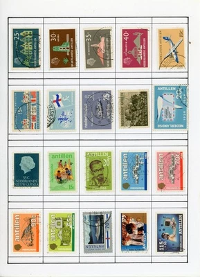 Four album pages with ~70 Caribbean Antilles used stamps - Image 1 of 4