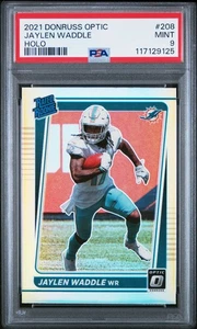 2021 Panini Donruss Optic Jaylen Waddle #208 Holo RC PSA 9 delfini - Foto 1 di 2