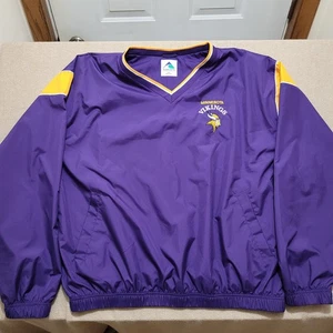 Giacca a vento vintage Minnesota Vikings taglia 2XL scollo a V tasche laterali con zip usata in ottime condizioni - Foto 1 di 7