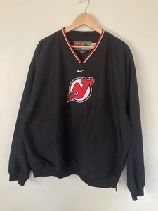 VTG Nike New Jersey Devils pullover XL 90s lined windbreaker sweatshirt swoosh - Picture 1 of 8