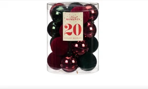 Bolle di lusso rosso e verde Merry Moment aggiungi qualche scintillio al tuo albero di Natale confezione da 20 pezzi - Foto 1 di 1