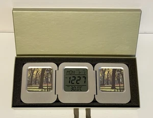 Levenger Picture Time Hinged Desktop Digital Clock & 2 Photo Frames - Picture 1 of 3