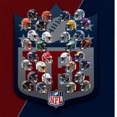 Capacetes de futebol americano NFL novo logotipo pôster impressão em placa de metal 12x8 polegadas antigo vintage MDV - Imagem 1 de 4